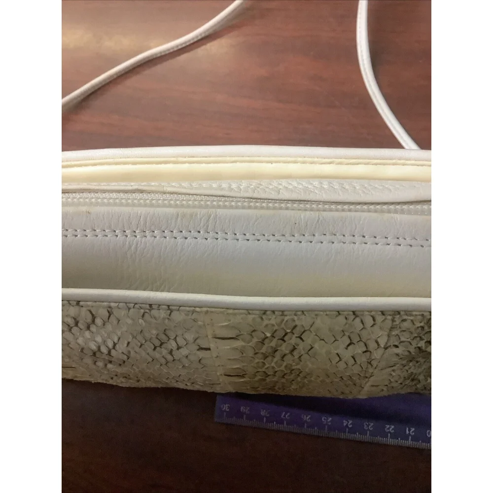LORD & TAYLOR Ivory Leather & Snakeskin Shoulder Bag-B130